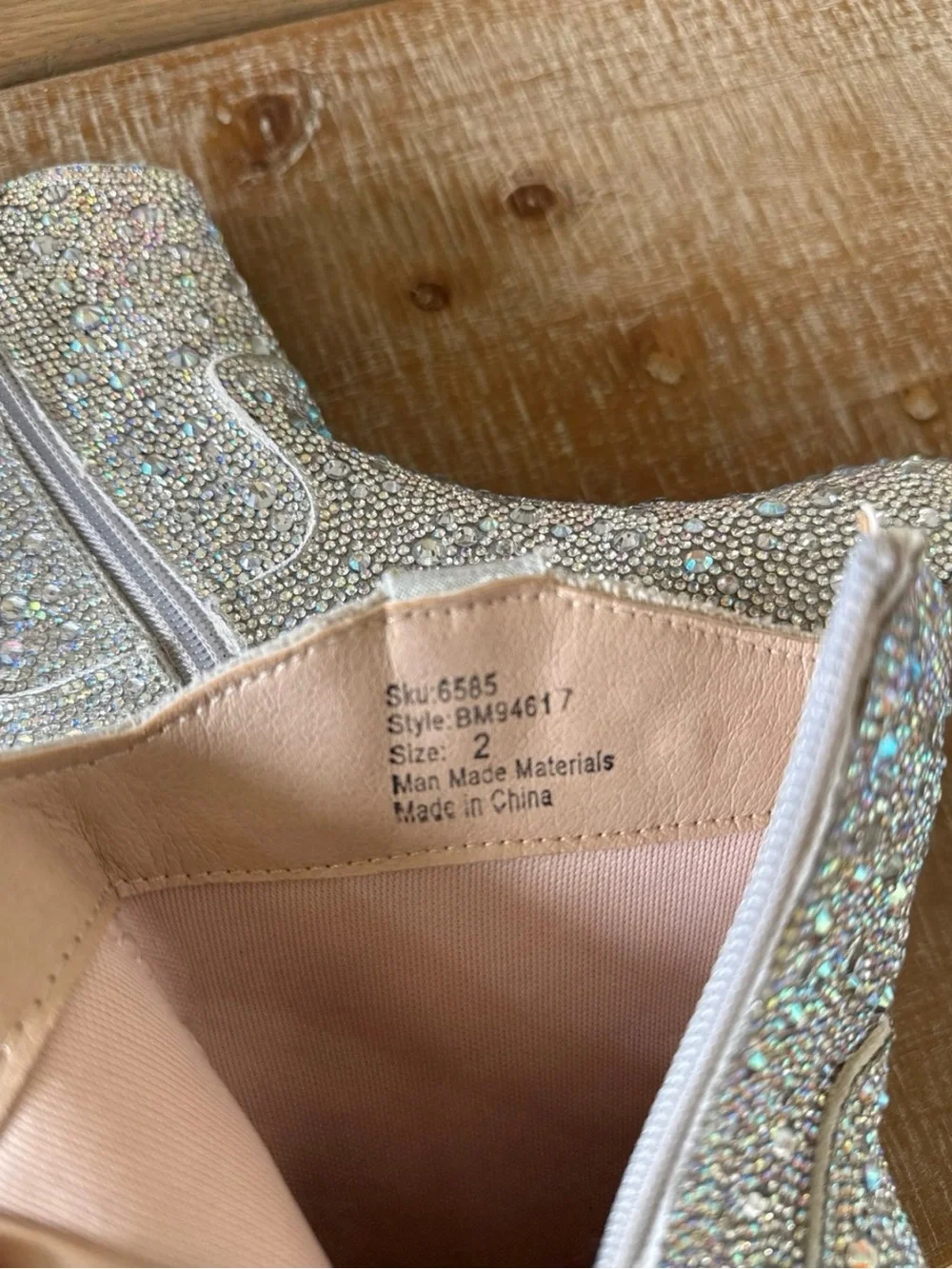 Crystal Embellished Western Ankle Boots - Silver Glitter